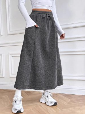 Casual Elastic Waist Skirt for Autumn & Winter