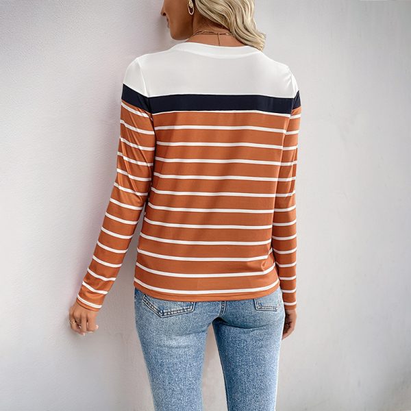 Casual Long-Sleeve Striped T-Shirt for Women – Spring & Summer - Image 4