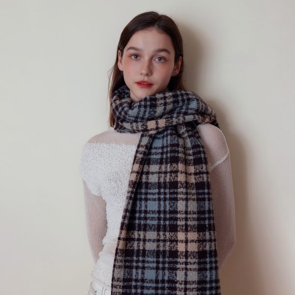 Korean British-Inspired Cashmere-Like Plaid Scarf for Women - Winter Shawl - Image 2