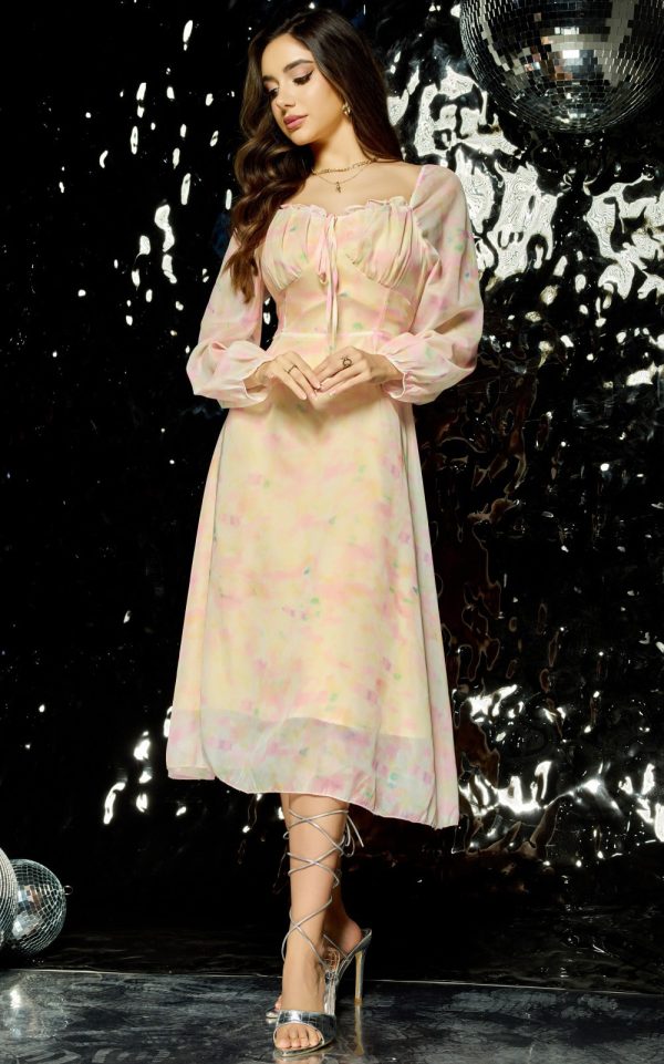 Exquisite Retro Long Sleeve Floral Fairy Dress for Autumn Winter - Image 3