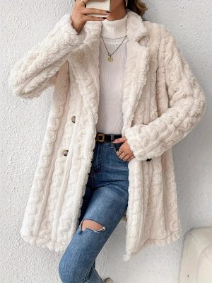 Women’s Twist Texture Double-Sided Plush Cardigan Coat