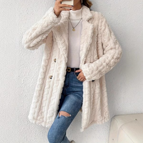 Women’s Twist Texture Double-Sided Plush Cardigan Coat