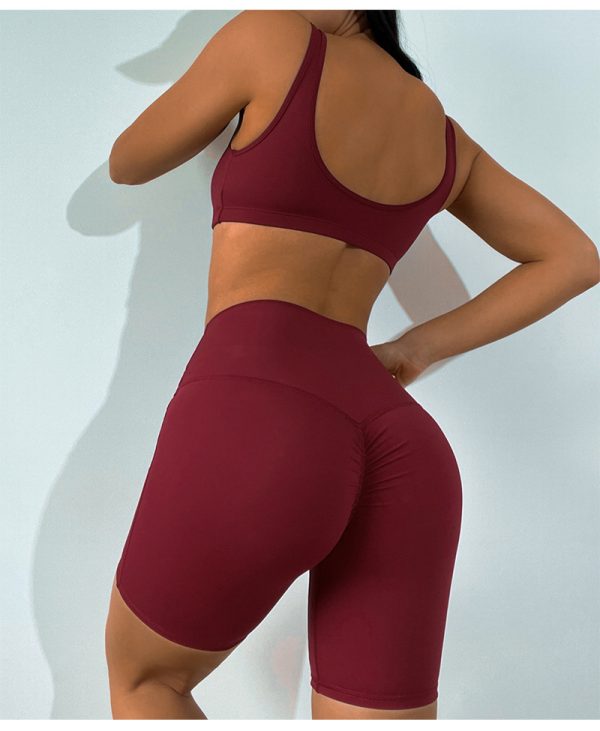 High-Waist Pleated Yoga Shorts for Women - Image 4