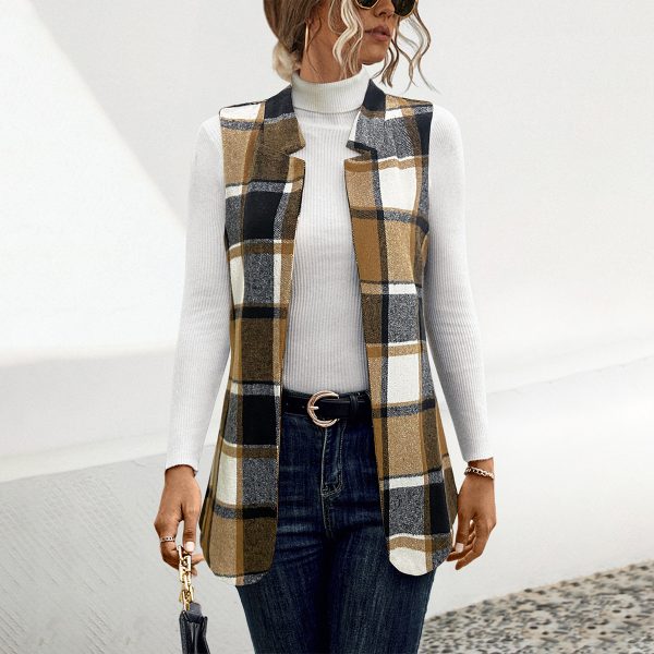 Printed Plaid Coat for Women – Autumn & Winter Fashion - Image 3