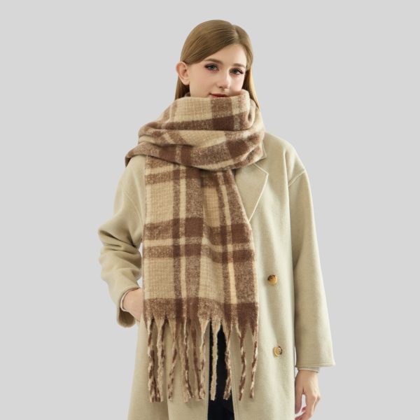 High-Grade Mohair Plaid Scarf for Women - Image 4