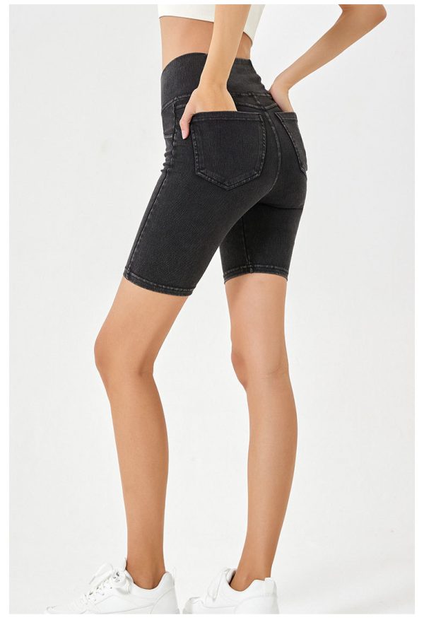 Cross High Waist Denim Shorts for Women - Image 3