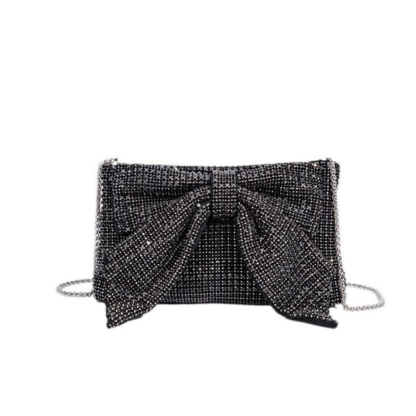 Bow Crystal Diamond Evening Bag Full Diamond Crossbody Chain Bag - Image 2