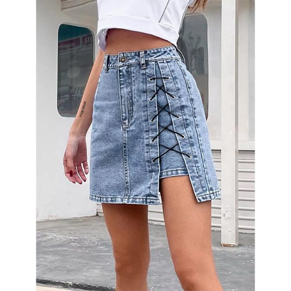 High Waist Summer Denim Skirt with Slimming Fit - Image 3