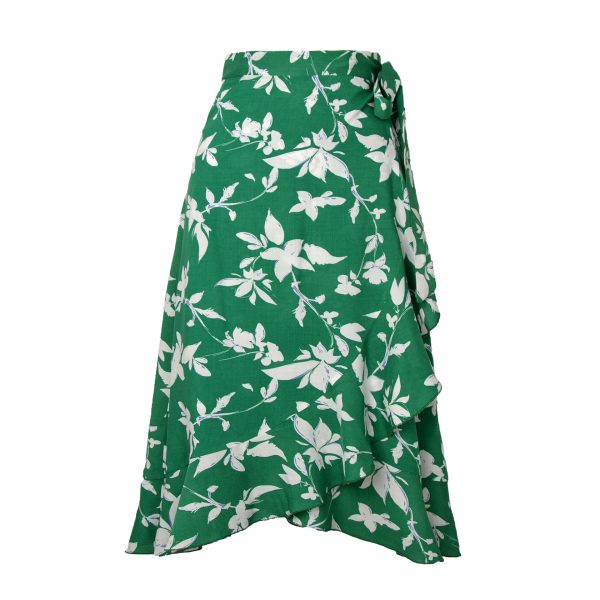 Popular One-Piece Printed Lace-up Sheath Irregular Asymmetric Casual Skirt - Image 3