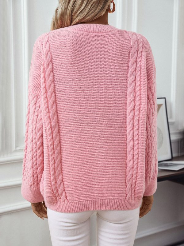 Autumn Winter Casual Cable Knit Pullover Sweater for Women - Image 2