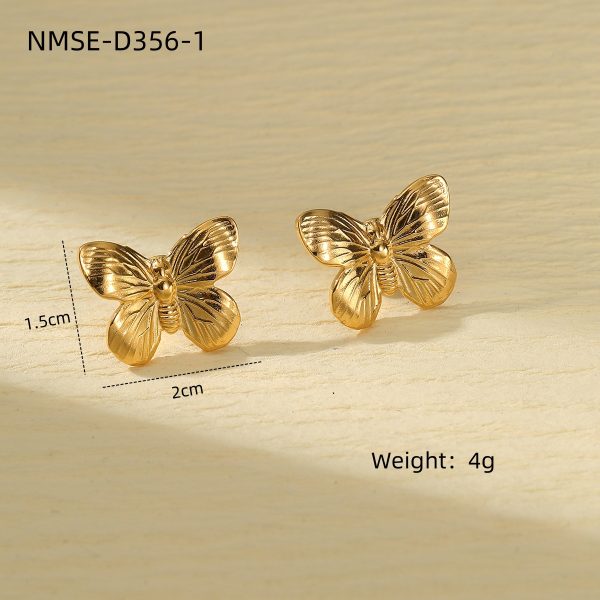 Summer Butterfly Titanium Steel Earrings Women Light Luxury Floral - Image 2