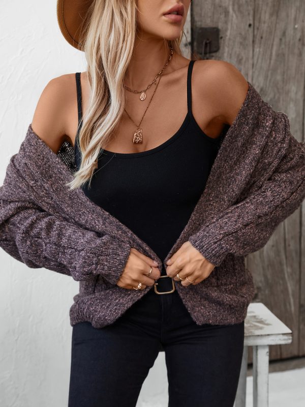 Pocket Knitted Long Sleeve Cardigan for Women - Image 3