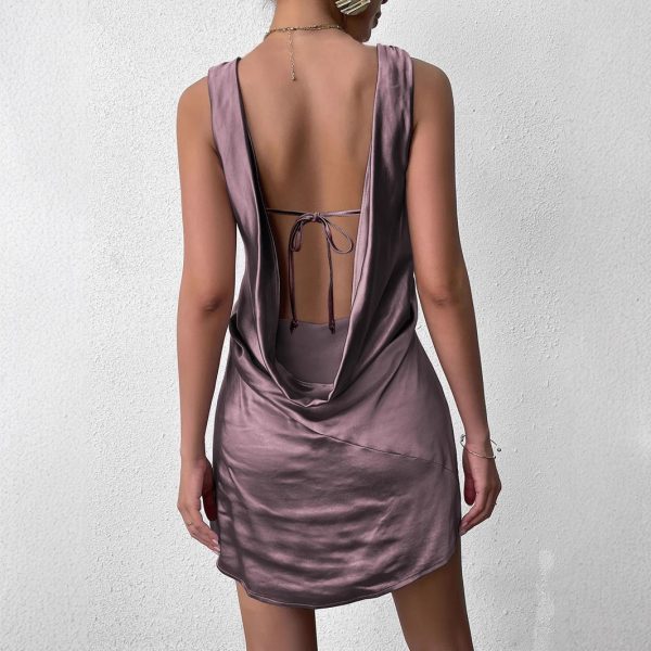 Sexy V-Neck Backless Lace-Up Cutout Sheath Dress - Image 3