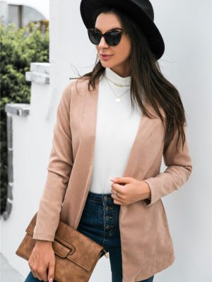 Solid Color Polo Collar Casual Blazer for Women – Fall Fashion