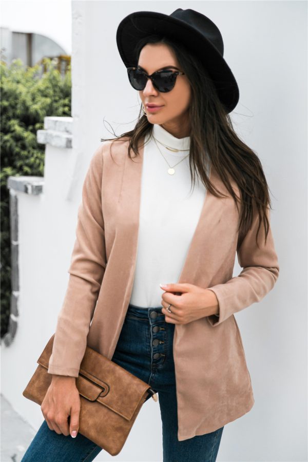 Solid Color Polo Collar Casual Blazer for Women – Fall Fashion