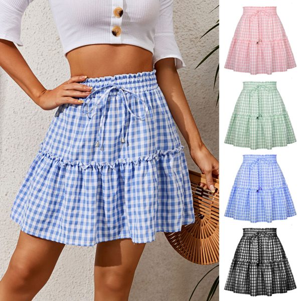 Popular Women’s Pleating Plaid Printed Skirt - Image 5