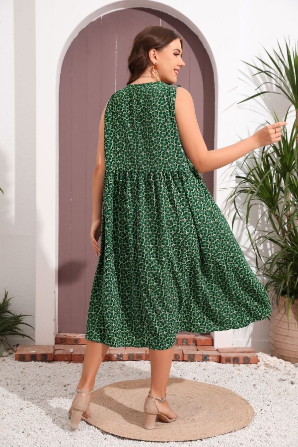 Plus Size Floral Print V-Neck Sleeveless Swing Dress - Image 5