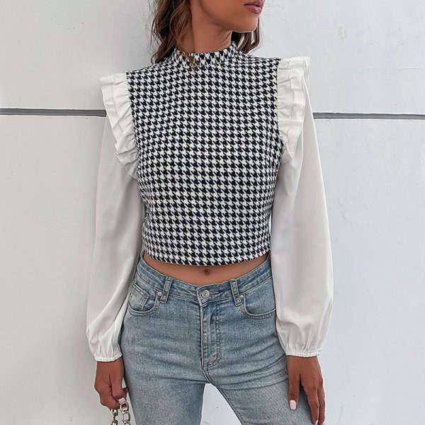 Women’s Houndstooth Short Shirt - Image 2