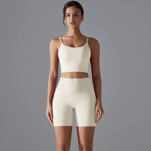 Sling Back High-Waist Hip Lift Sports Shorts Two-Piece Set