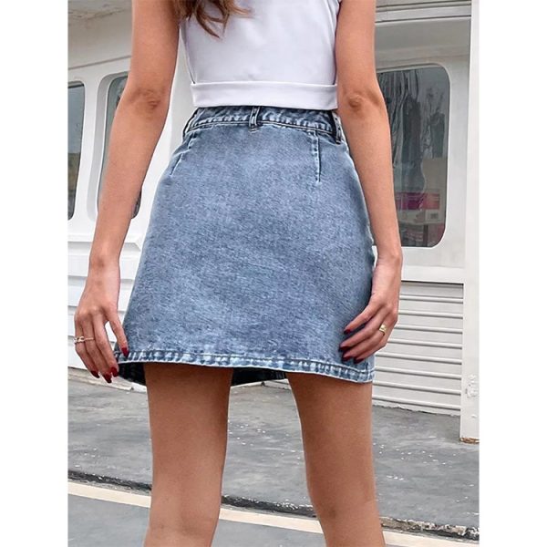 High Waist Summer Denim Skirt with Slimming Fit - Image 4