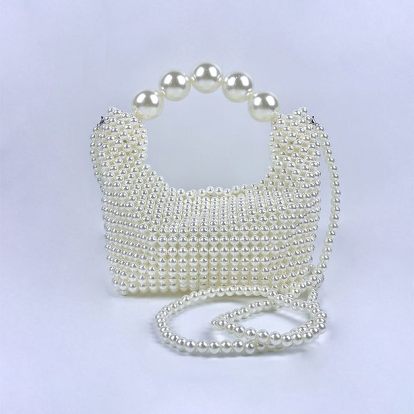 Luxury Hand-Woven Large Pearl Shoulder Tote for Women - Image 2