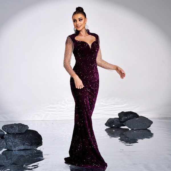 Premium Long Sleeve Fishtail Dress - Image 2