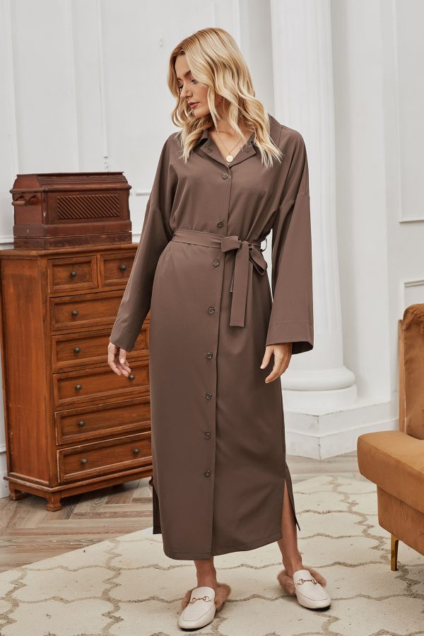 Belted Single-Breasted Swing Coat – Autumn Winter Overknee Coat - Image 3