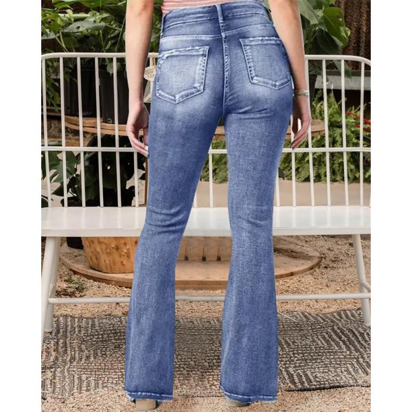 Popular Vintage Mid-Waist Skinny Jeans with Side Button Detailing - Image 2