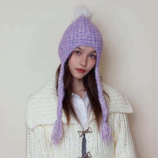 Japanese Solid Color Knitted Earmuffs Beanie Hat for Women - Winter - Image 4