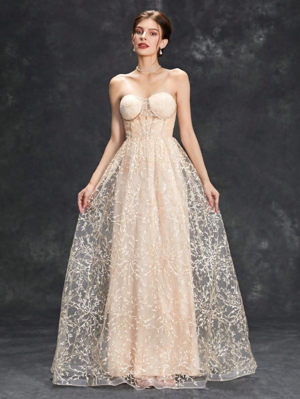 Women’s Champagne Tube Top Maxi Dress - Image 2