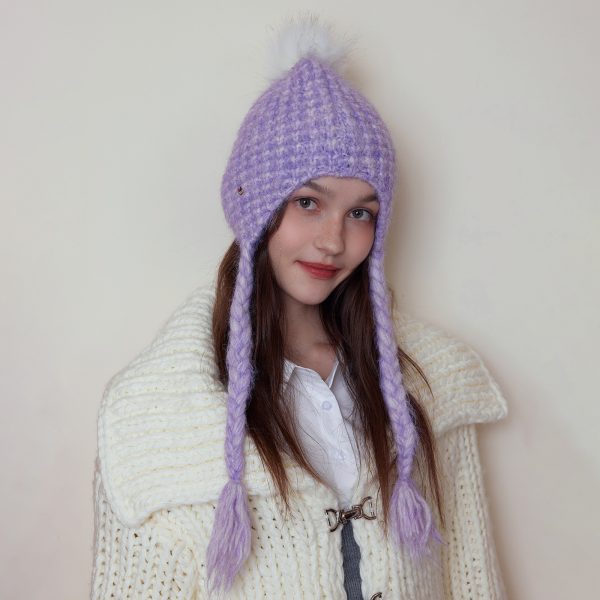 Japanese Solid Color Knitted Earmuffs Beanie Hat for Women - Winter - Image 3