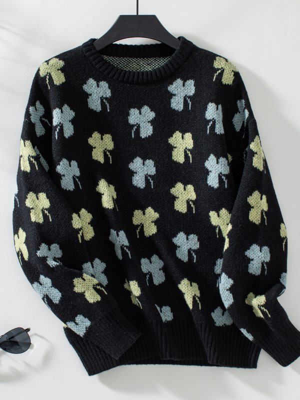 Women’s Clover Jacquard Pullover Sweater - Image 5