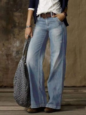 Retro Casual Women’s Straight Wide-Leg Jeans with Timeless Design