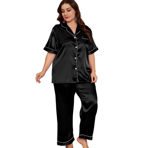 Plus Size Ice Silk Nightdress & Cardigan Pajamas Set for Women - Image 3