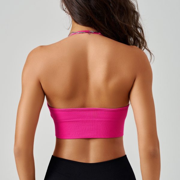 Deep V Plunge Sexy Triangle Cup Yoga Vest Halter Adjustable Sports Bra with Beauty Back - Image 2