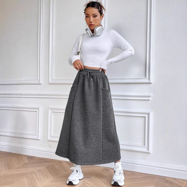 Casual Elastic Waist Skirt for Autumn & Winter - Image 4