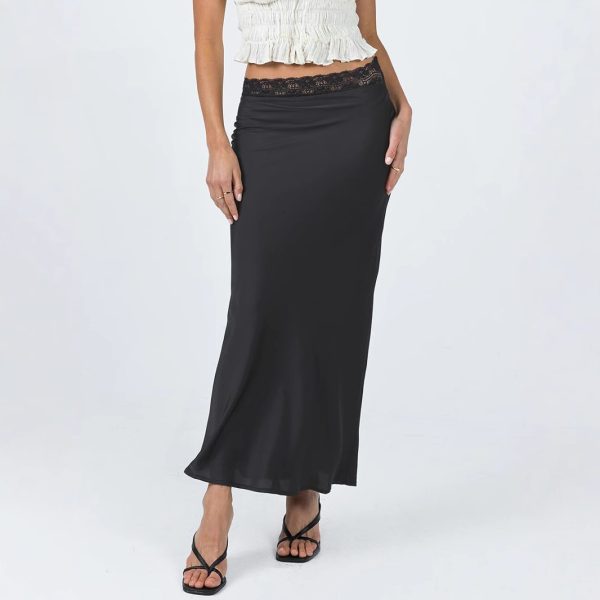 Women’s Lace Waist Satin Skirt - Image 4