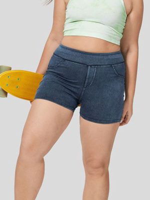 Plus Size Denim Yoga Shorts for Women