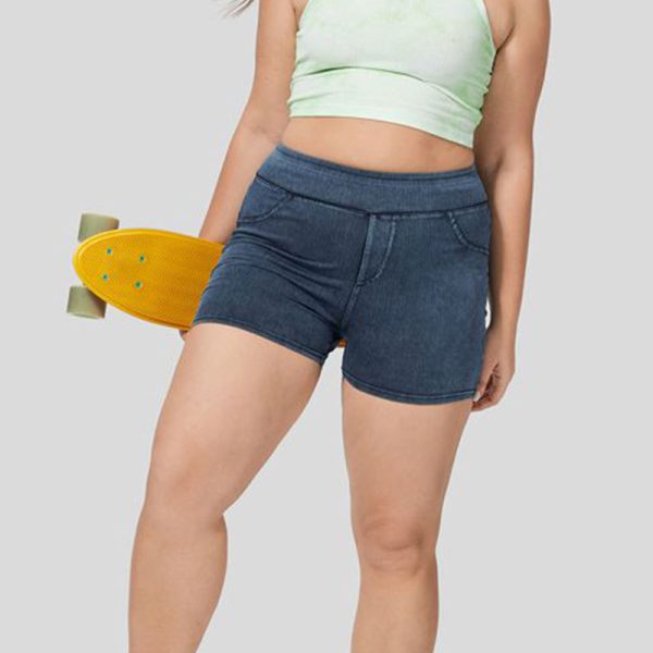 Plus Size Denim Yoga Shorts for Women