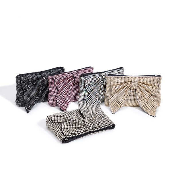 Bow Crystal Diamond Evening Bag Full Diamond Crossbody Chain Bag - Image 4