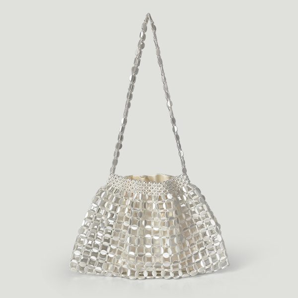 Handmade Silver & Gold Beaded Dumpling Shoulder Bag - Image 5