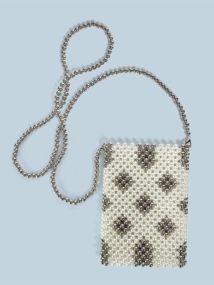 Handmade Beaded Contrast Color Pearl Mobile Phone Shoulder Bag