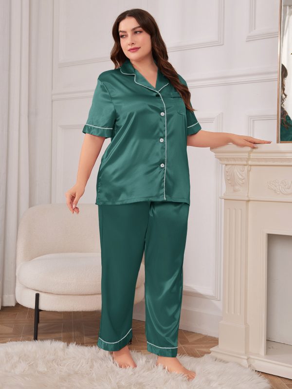 Plus Size Ice Silk Nightdress & Cardigan Pajamas Set for Women - Image 4