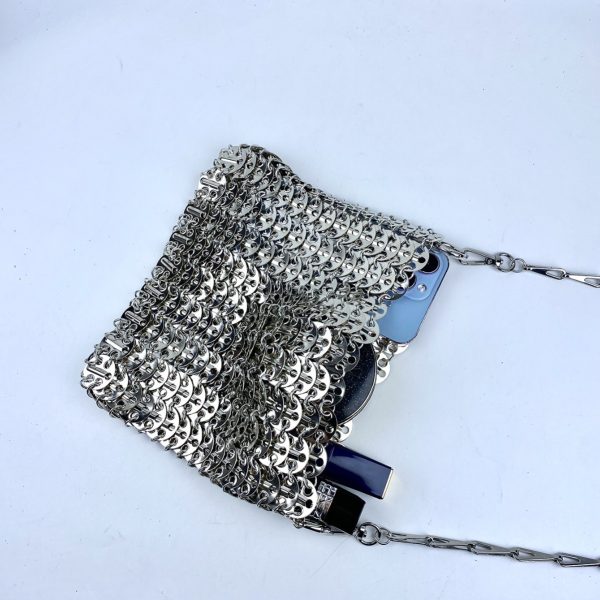 Large Silver Metal Sheet Chain Shoulder Crossbody Bag for Women - Image 2