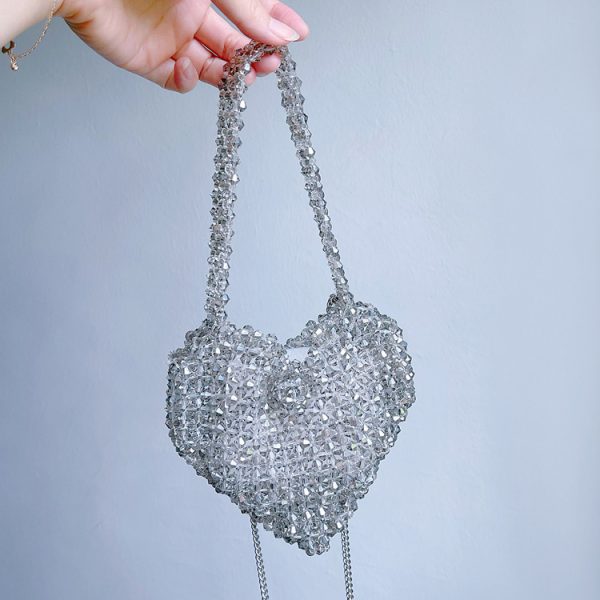 Trendy Silver Acrylic Woven Love Messenger Bag for Women