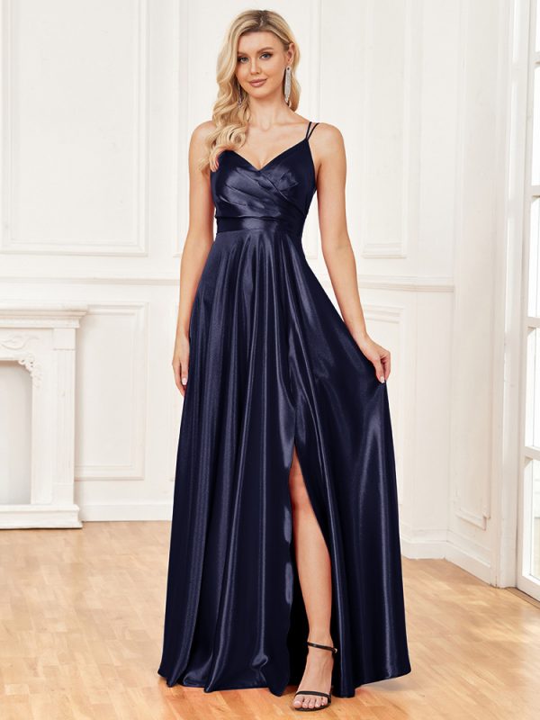 Backless Blue Silk Maxi Dress - Bridesmaid & Evening Wear - Image 2