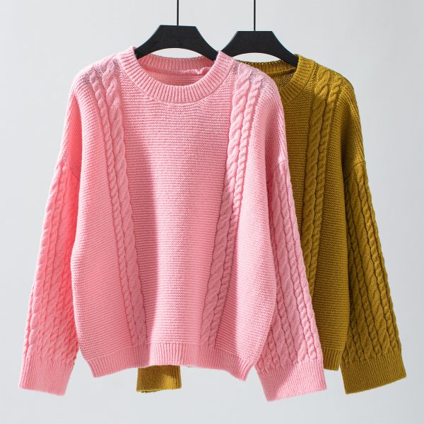 Autumn Winter Casual Cable Knit Pullover Sweater for Women - Image 3