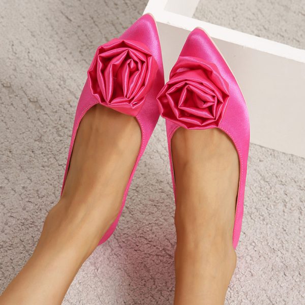 Satin Floral Pointed Flat Shoes for Women - Image 2