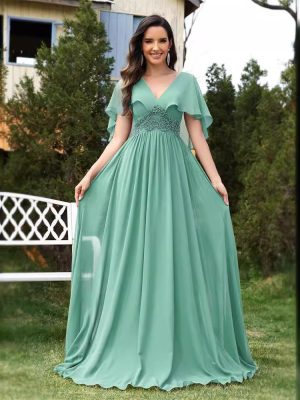 Women’s Green Chiffon Evening Dress