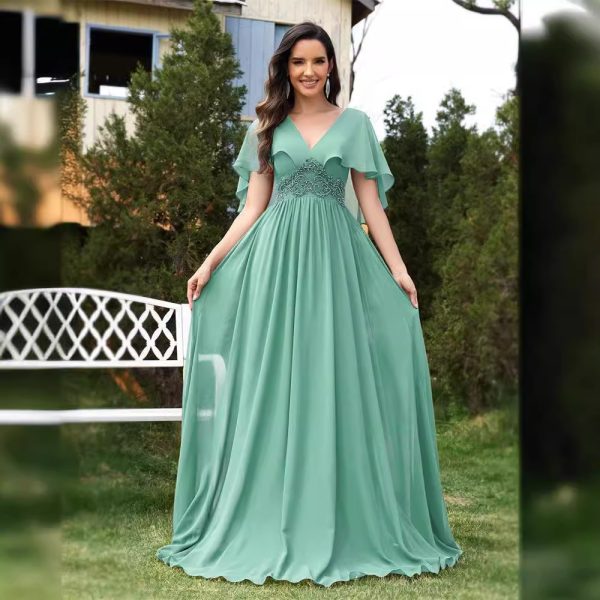 Women’s Green Chiffon Evening Dress